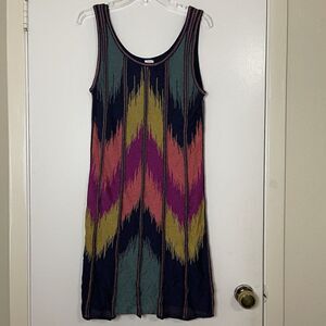 MISSONI knit chevron design multi color scoop neck tank mini dress size US 10